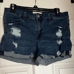 PacSun Dark Blue Distressed Jean Shorts